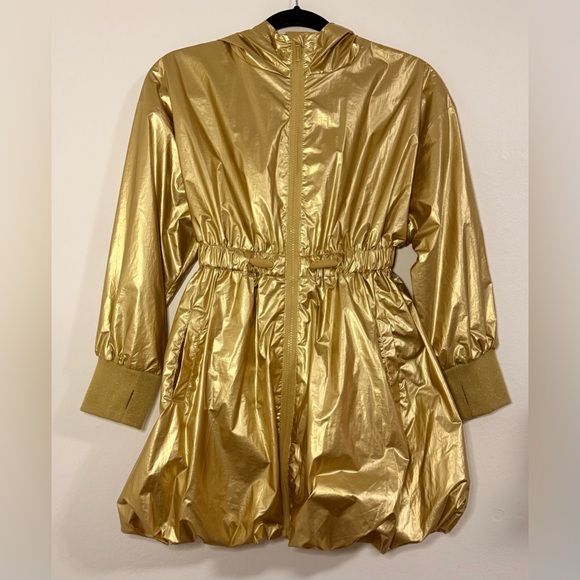 Habitual Girls Size 10 Gold Rain Coat Jacket Fitted Hooded - Picture 1 of 9